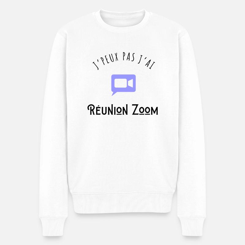 J’peux pas j’ai réunion zoom - Pull Premium bio Homme - blanc