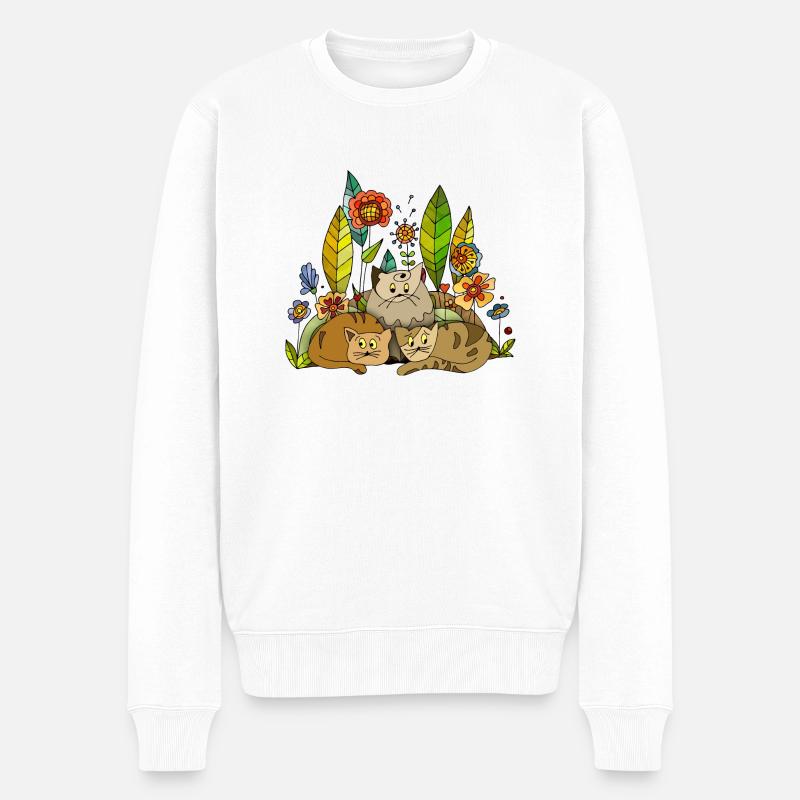Katzen - Männer Premium Bio Pullover - Weiß
