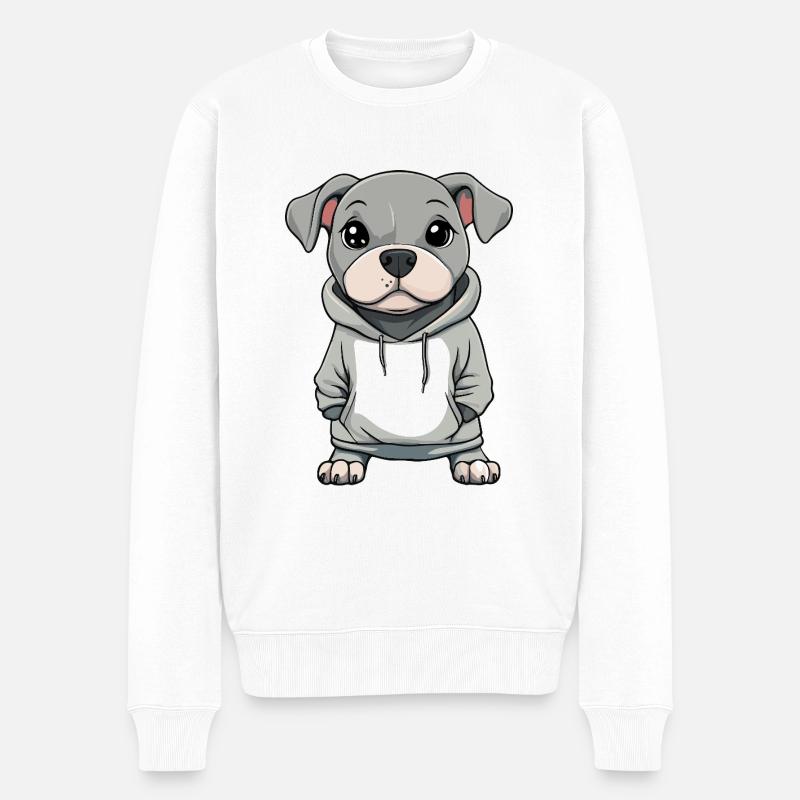 Pit Terrier Hund Lustig - Männer Premium Bio Pullover - Weiß