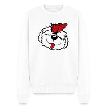 chien papillon nez mignon drôle heureux bande dessinée - Pull Premium bio Homme - blanc - Devant - Thijin (182cm)