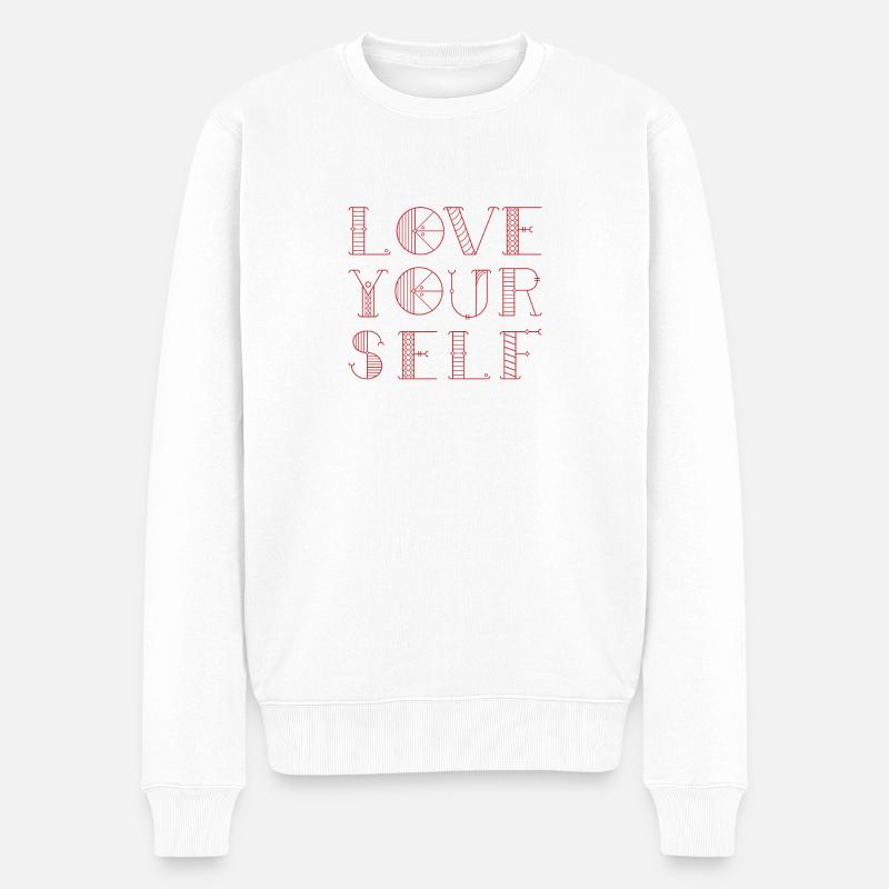 LiebeDichSelbst Kunstmotiv - Männer Premium Bio Pullover - Weiß