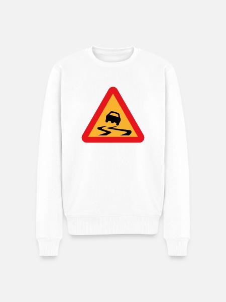 Rutsch-Auto-Warnschild - Männer Premium Bio Pullover - Weiß