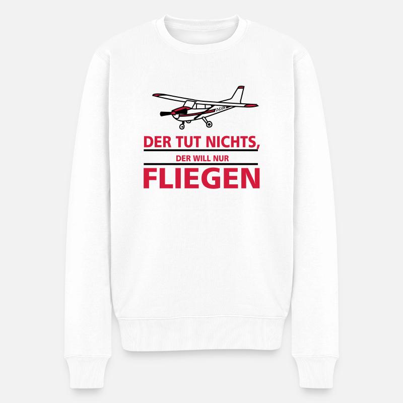 nurfliegen_cessna - Männer Premium Bio Pullover - Weiß