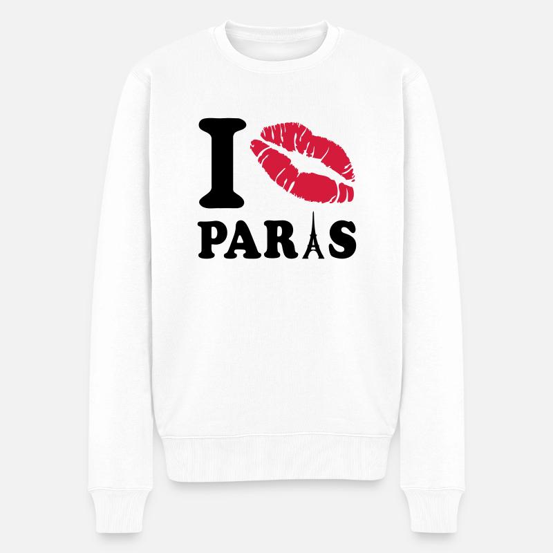 i love paris - Pull Premium bio Homme - blanc