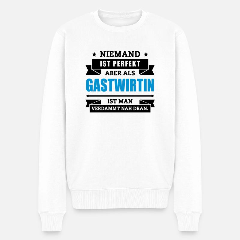 Funshirt Gastwirtin - Männer Premium Bio Pullover - Weiß