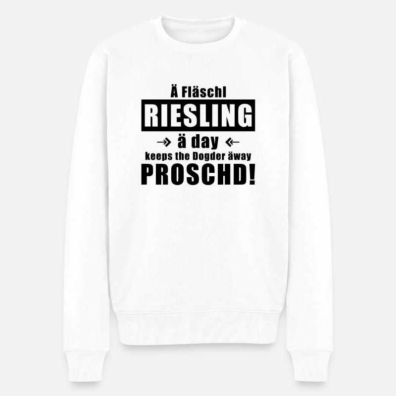 Fläschl Riesling a day! - Männer Premium Bio Pullover - Weiß