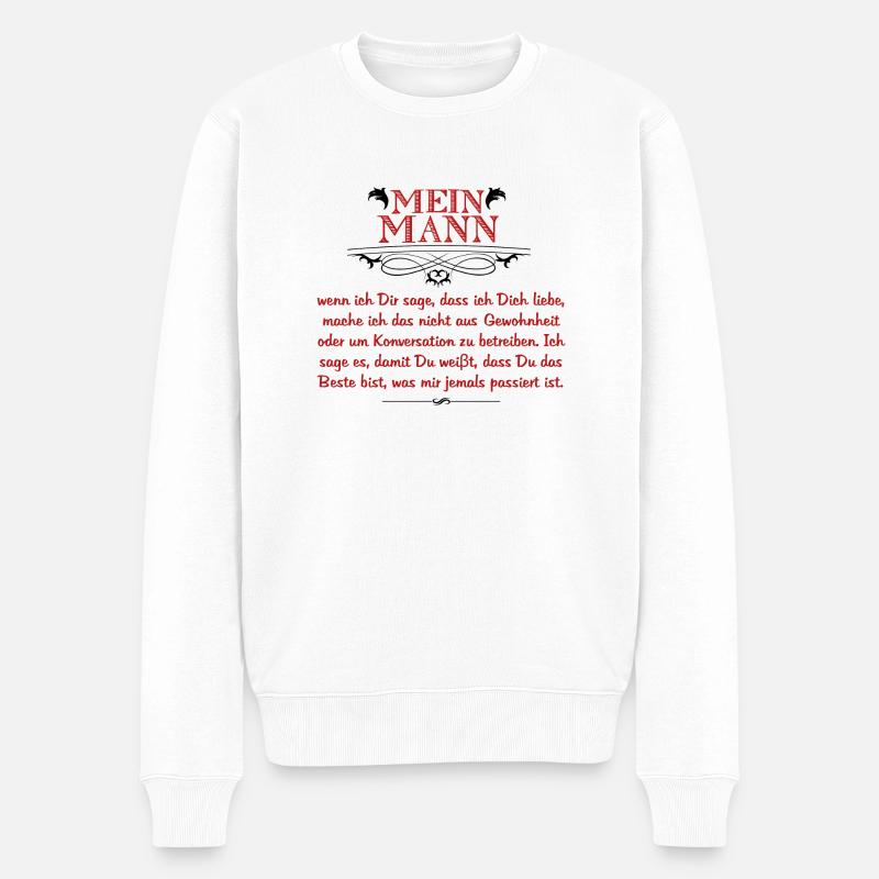 Mein Mann - Geschenk - Männer Premium Bio Pullover - Weiß