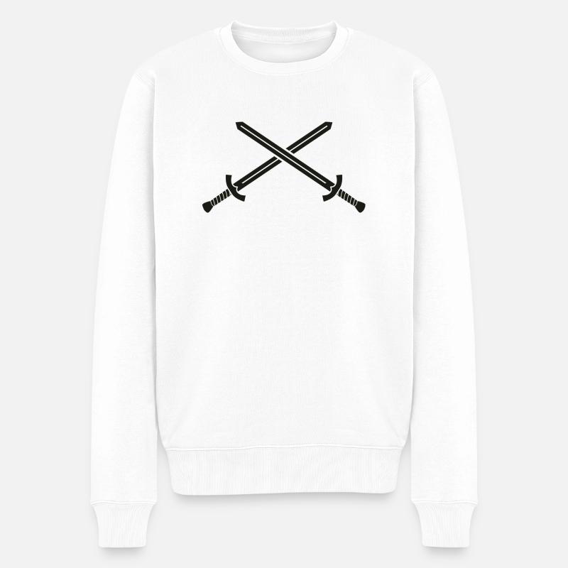 Schwerter - Männer Premium Bio Pullover - Weiß