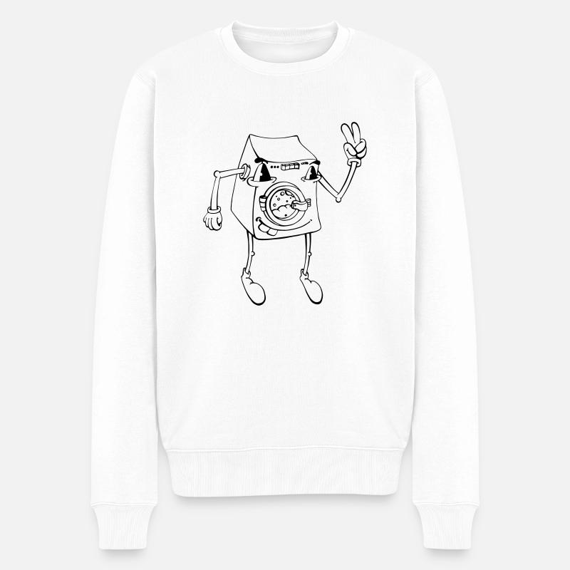 Waschmaschine - Männer Premium Bio Pullover - Weiß