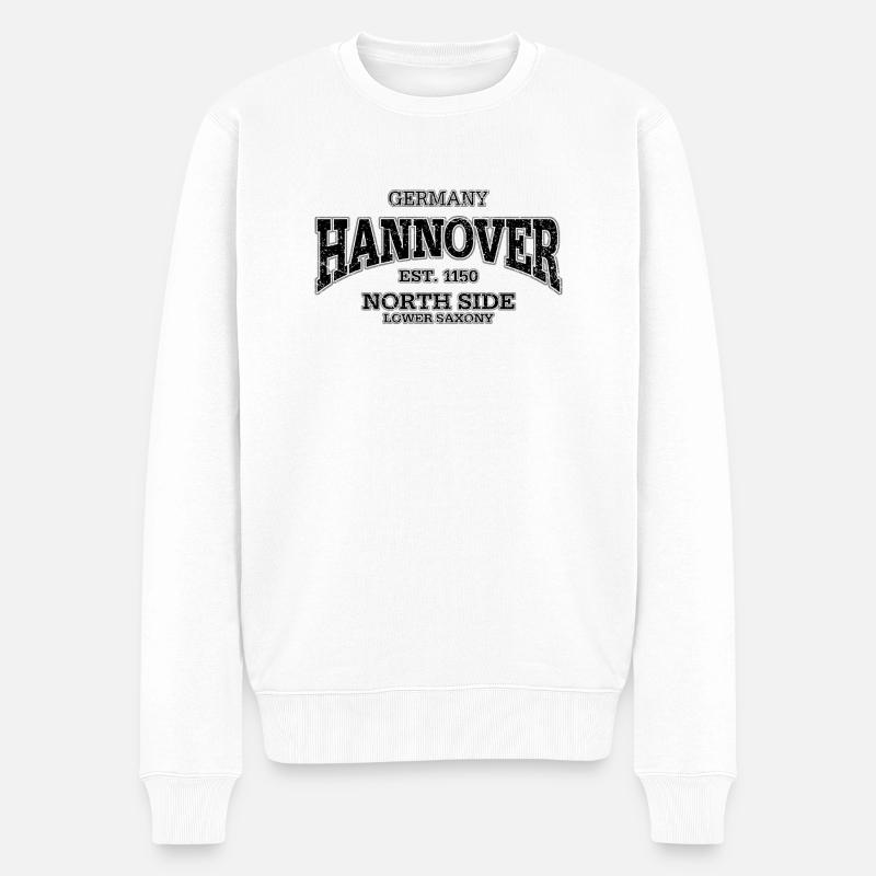 Hannover (black oldstyle) - Männer Premium Bio Pullover - Weiß