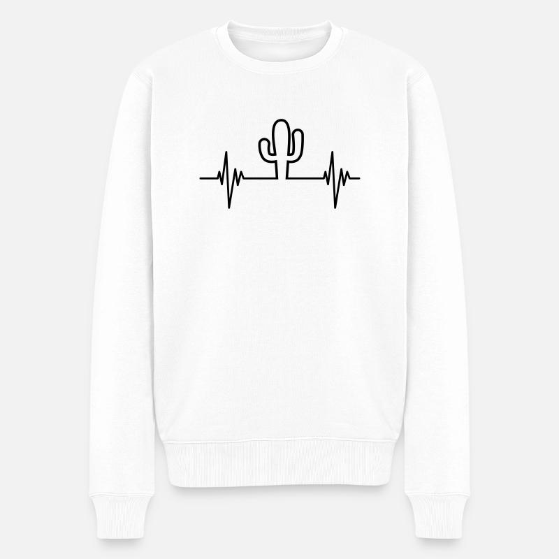 Cactus Pulse - Männer Premium Bio Pullover - Weiß