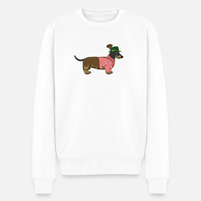 Der bayerische Dackel rot-weißes Hemd - Männer Premium Bio Pullover - Weiß