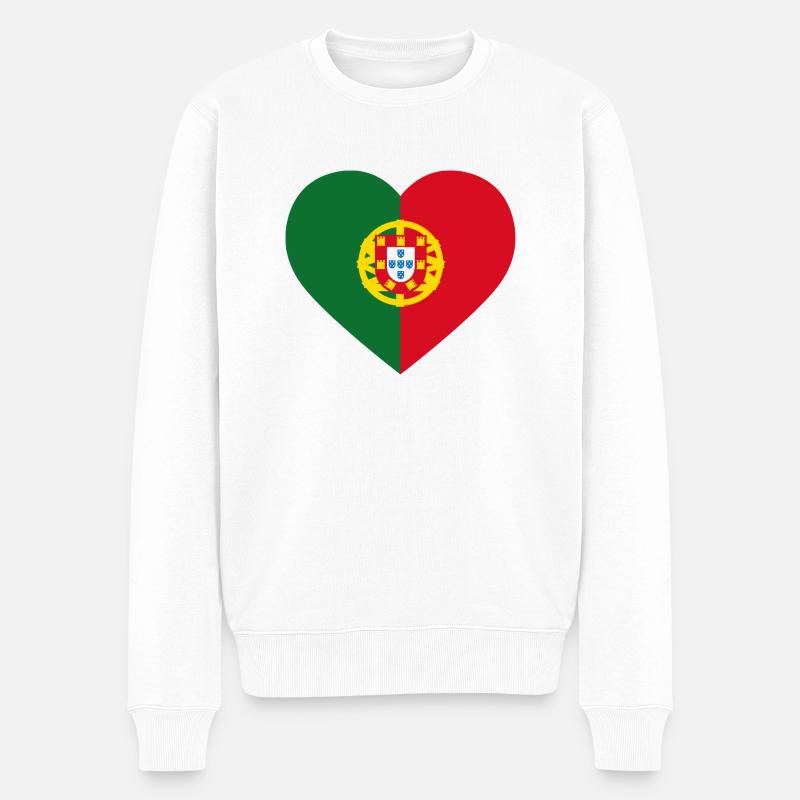Portugal Heart - Männer Premium Bio Pullover - Weiß