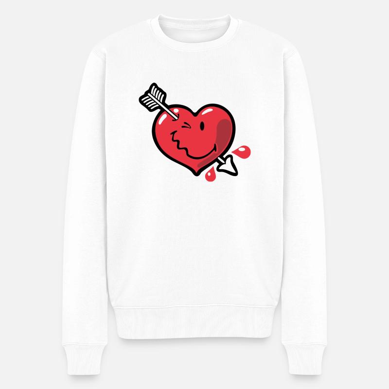 Smiley Heart - Männer Premium Bio Pullover - Weiß