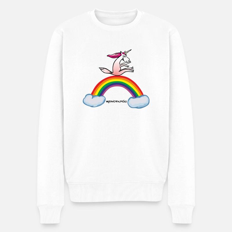 Unicorn on rainbow - Pull Premium bio Homme - blanc