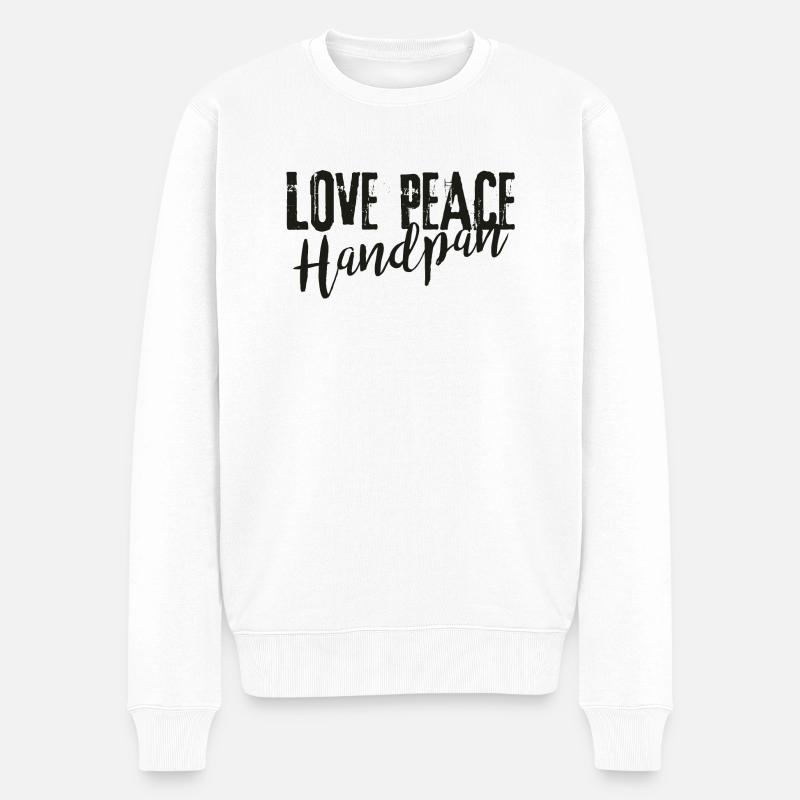 LOVE PEACE Handpan - black - Männer Premium Bio Pullover - Weiß
