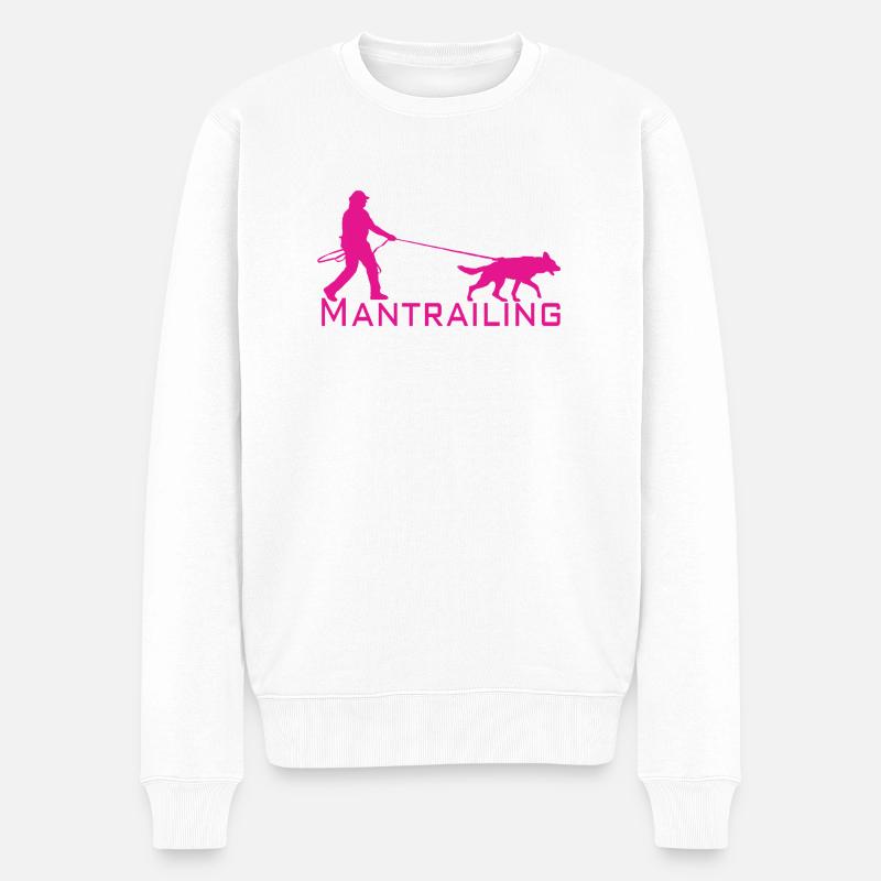 Mantrailing Pink - Männer Premium Bio Pullover - Weiß