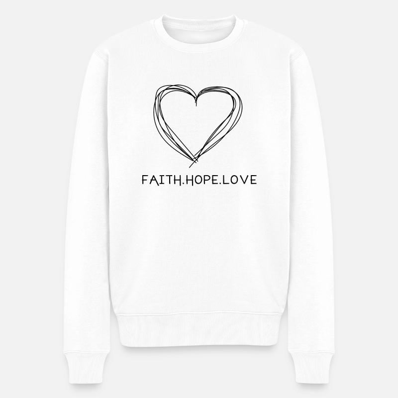 faith hope love - Männer Premium Bio Pullover - Weiß