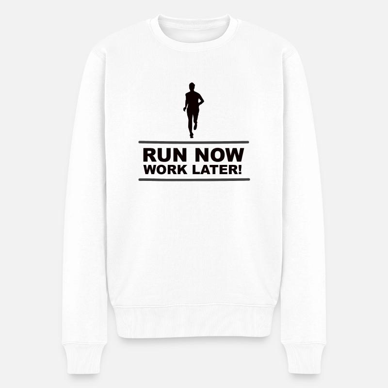 Laufen Joggen Arbeit Geschenk - Männer Premium Bio Pullover - Weiß