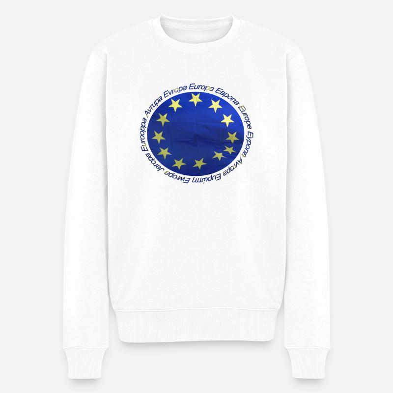 europa - Männer Premium Bio Pullover - Weiß