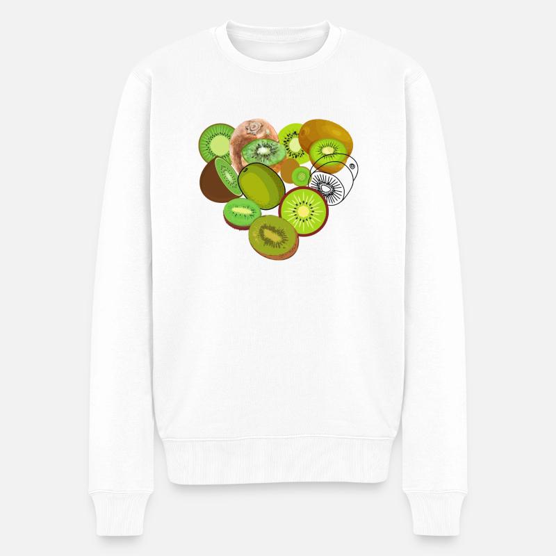 Liebe Kiwi - Männer Premium Bio Pullover - Weiß