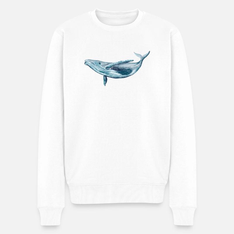 Save the ocean, stop whaling! - Männer Premium Bio Pullover - Weiß