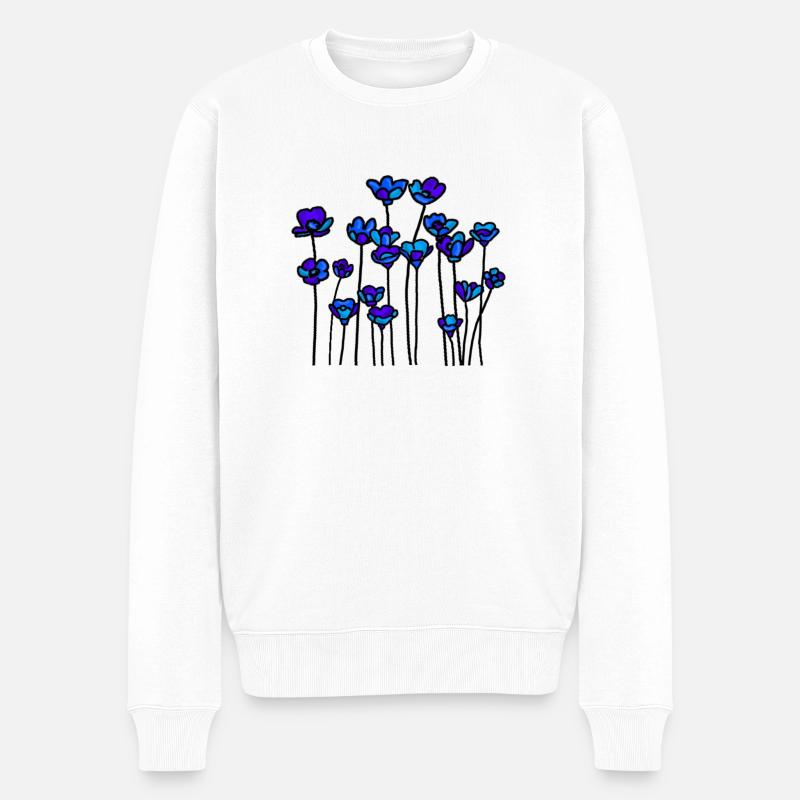 Prairie fleurie bleu noir - Pull Premium bio Homme - blanc