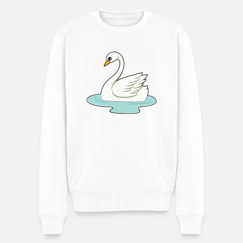 Schwan - Männer Premium Bio Pullover - Weiß