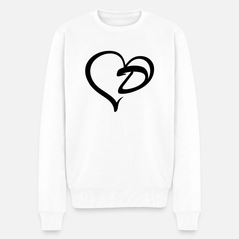 Herz Buchstabe D - Männer Premium Bio Pullover - Weiß