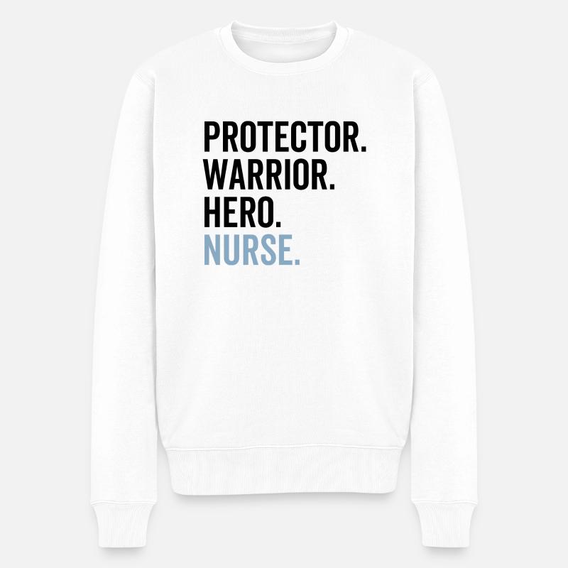 Protector Krieger Held Krankenschwester - Männer Premium Bio Pullover - Weiß