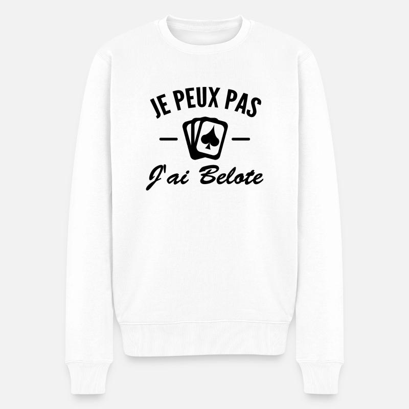 Je peux pas j'ai belote - Pull Premium bio Homme - blanc