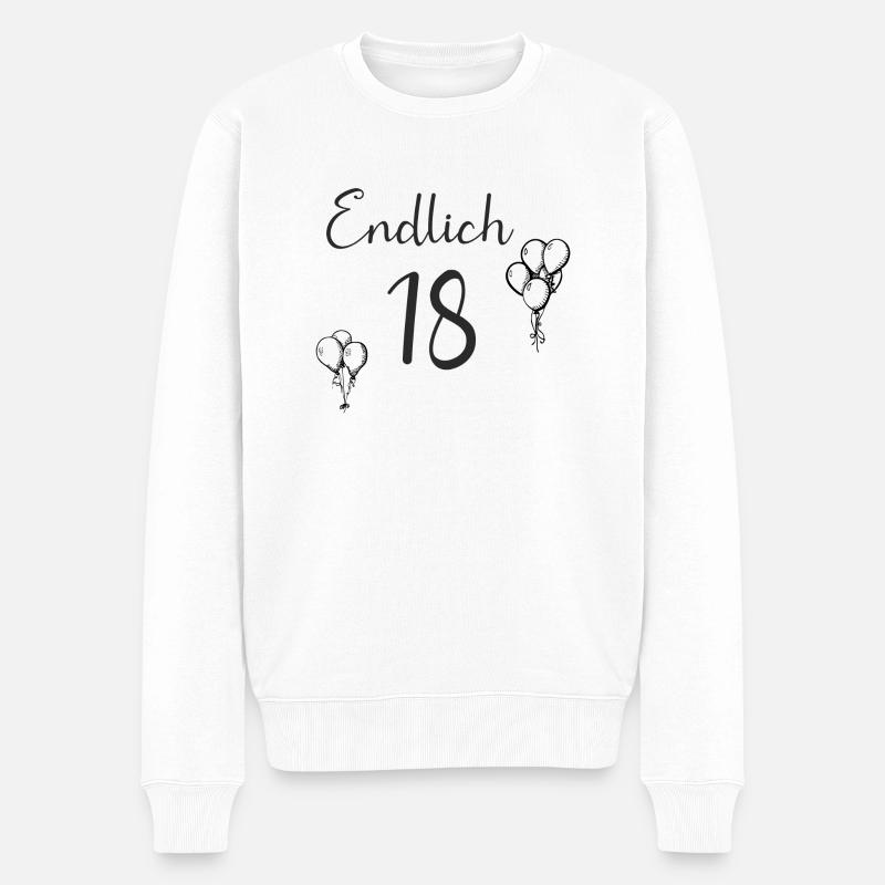 18 - Männer Premium Bio Pullover - Weiß