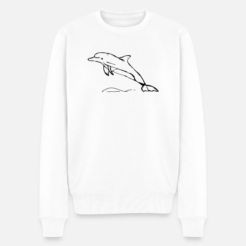 Springender Delphin Geschenk - Männer Premium Bio Pullover - Weiß