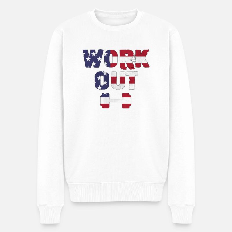 Workout usa - Pull Premium bio Homme - blanc