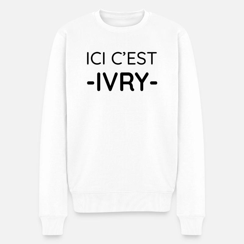 Ici c'est Ivry (noir) - Pull Premium bio Homme - blanc