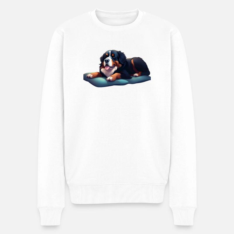 Bernhardiner Motiv einfach - Männer Premium Bio Pullover - Weiß