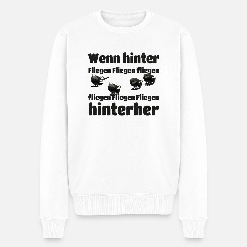 Wenn hinter Fliegen Fliegen fliegen - Männer Premium Bio Pullover - Weiß
