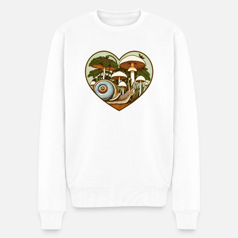 Pilz-Schnecke - Männer Premium Bio Pullover - Weiß