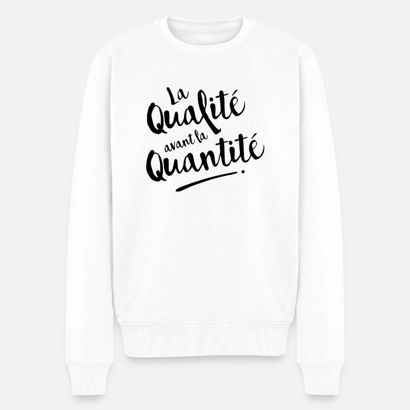 QUALITE avant QUANTITE - Pull Premium bio Homme - blanc