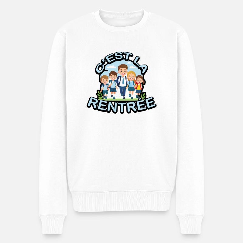 Zurück in die Schule - Männer Premium Bio Pullover - Weiß