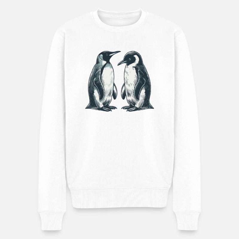 Pinguine - Männer Premium Bio Pullover - Weiß