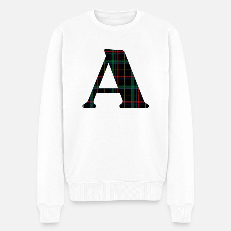 Schottisches Tartan-Monogramm - Männer Premium Bio Pullover - Weiß