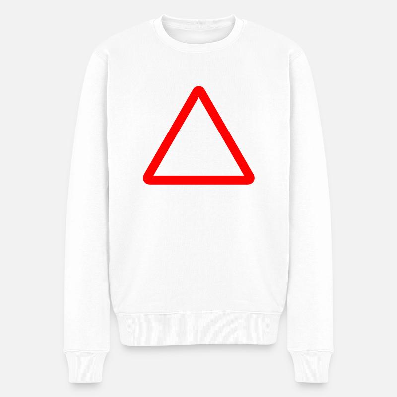 Warnschild - Dreieck - Männer Premium Bio Pullover - Weiß