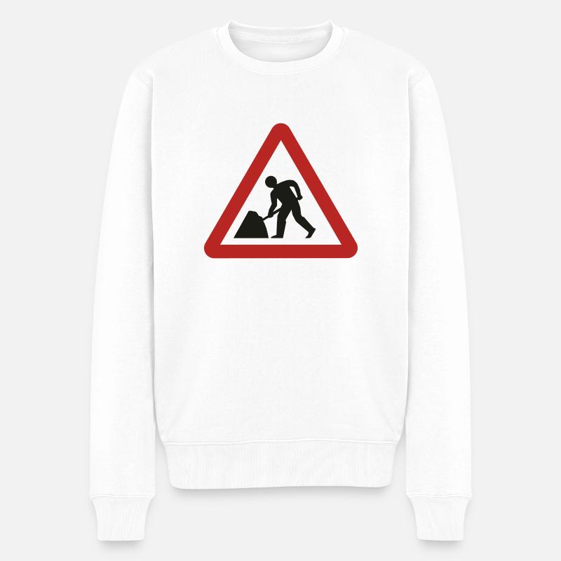 Baustelle,Arbeiter,Bauarbeiten,Achtung,Gefahr - Männer Premium Bio Pullover - Weiß