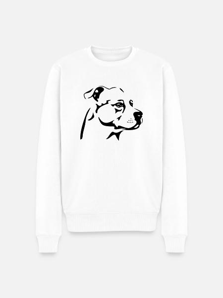American Staffordshire Terrier head - Men's Premium Organic Jumper - white