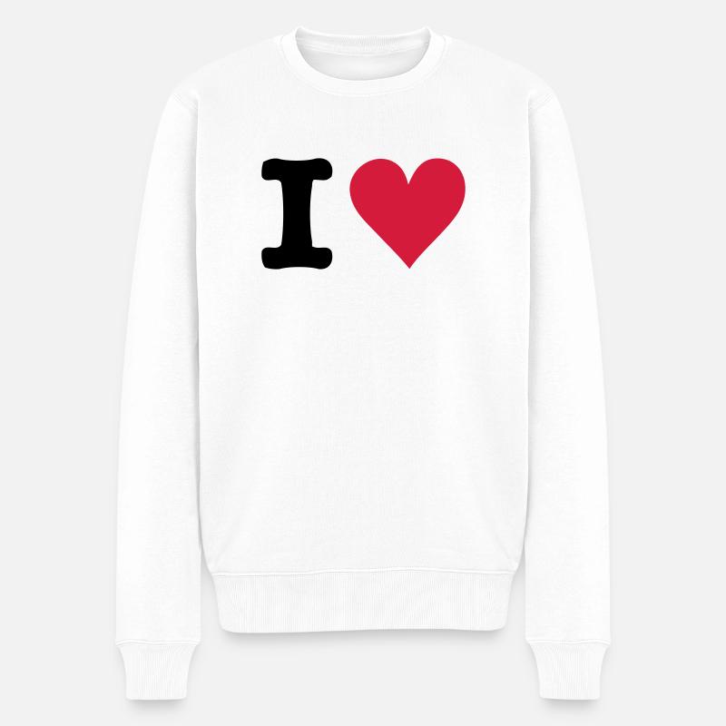 I - HEART - Pull Premium bio Homme - blanc