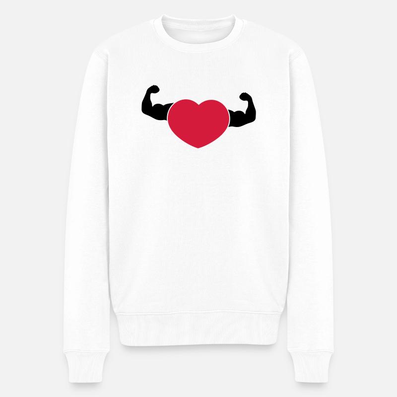 Love your Workout - Muskel Herz - Männer Premium Bio Pullover - Weiß