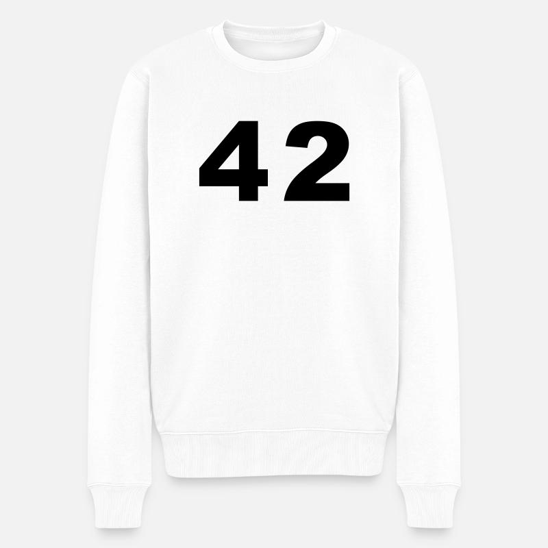 Nombre - 42 - quarante deux - Pull Premium bio Homme - blanc