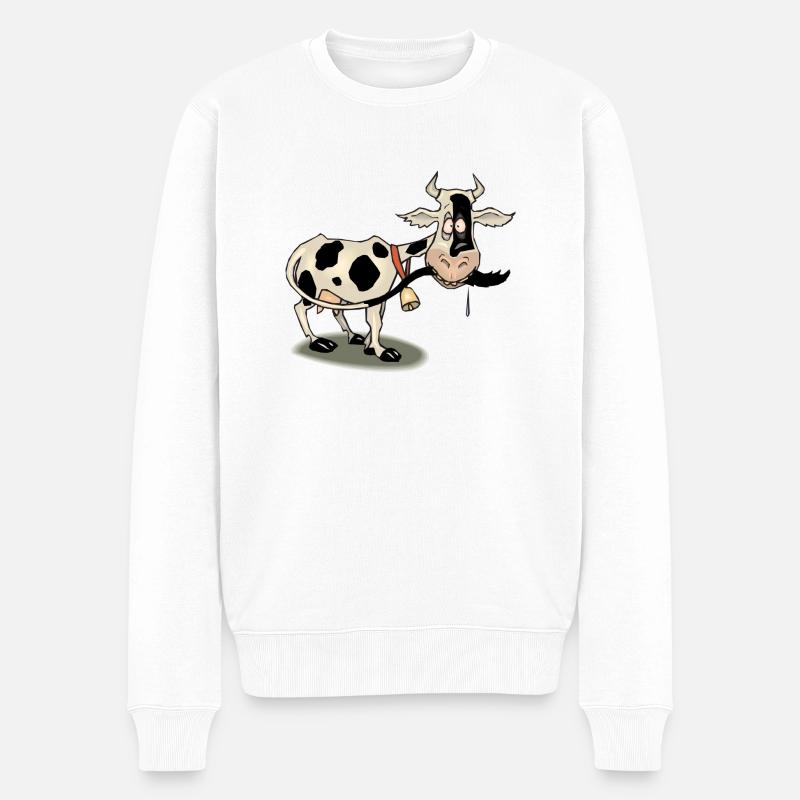 Kuh - Männer Premium Bio Pullover - Weiß