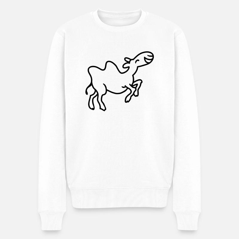 Kamel hat Spaß - line - Männer Premium Bio Pullover - Weiß